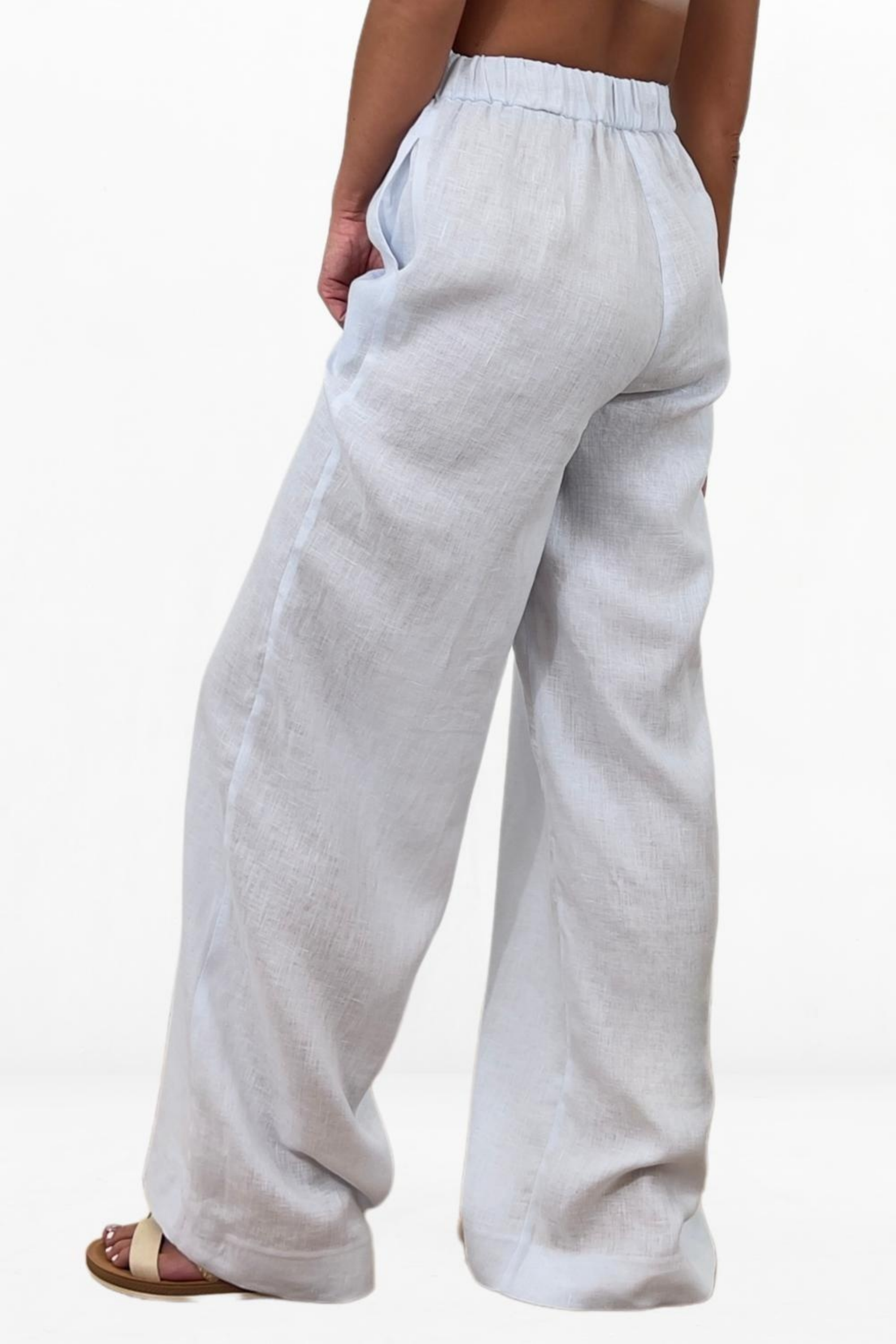 Handmade Summer Wide Leg Linen Pants Women's Palazzo Trousers
