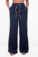 Handmade Summer Wide Leg Linen Pants Women's Palazzo Trousers
