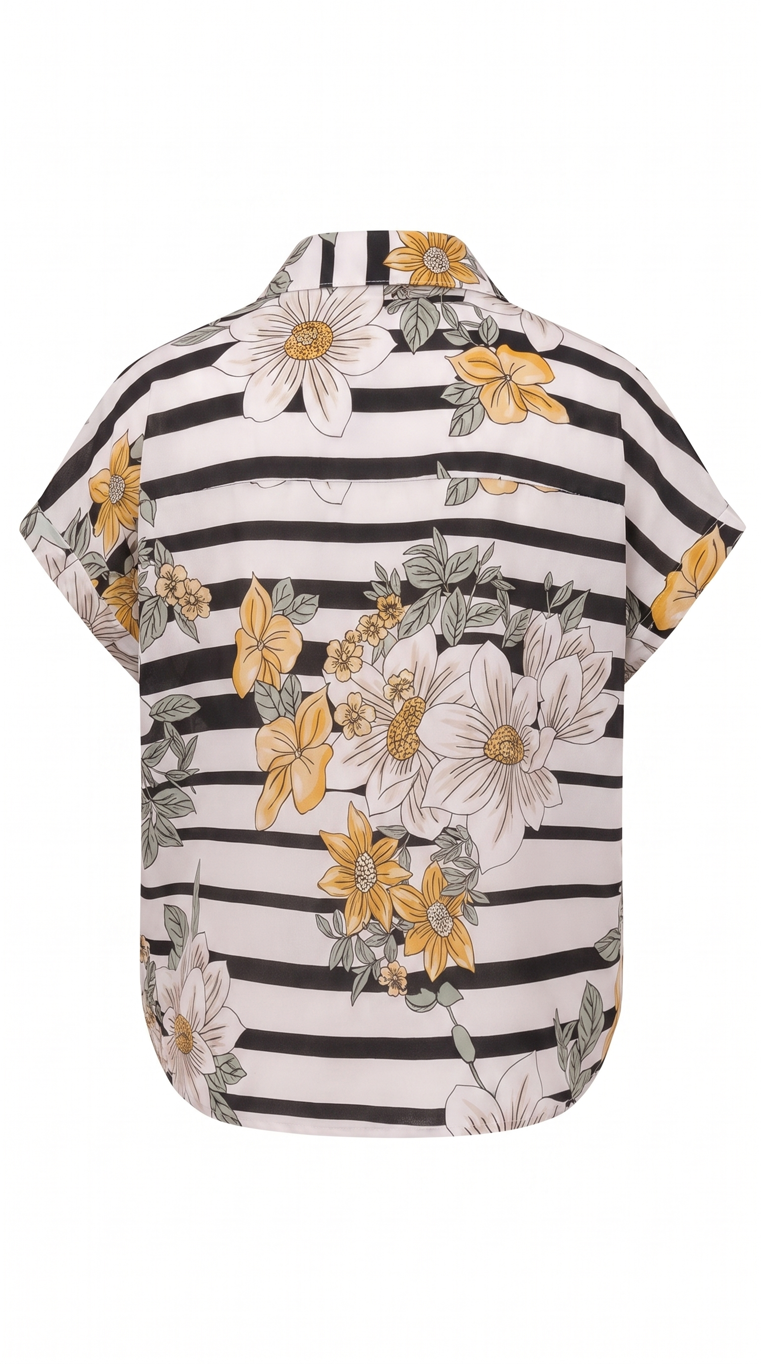 Striped Floral Dropped-Shoulder Shirt | JUDALINI