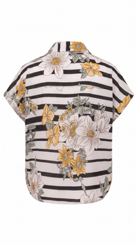 Striped Floral Dropped-Shoulder Shirt | JUDALINI