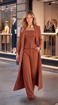 Mocha Brown Long Blazer